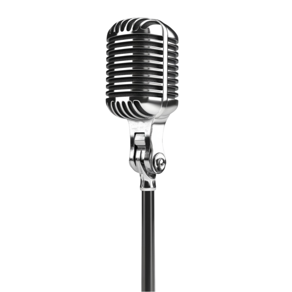 Vintage Microphone on Transparent Background AI-Generative png