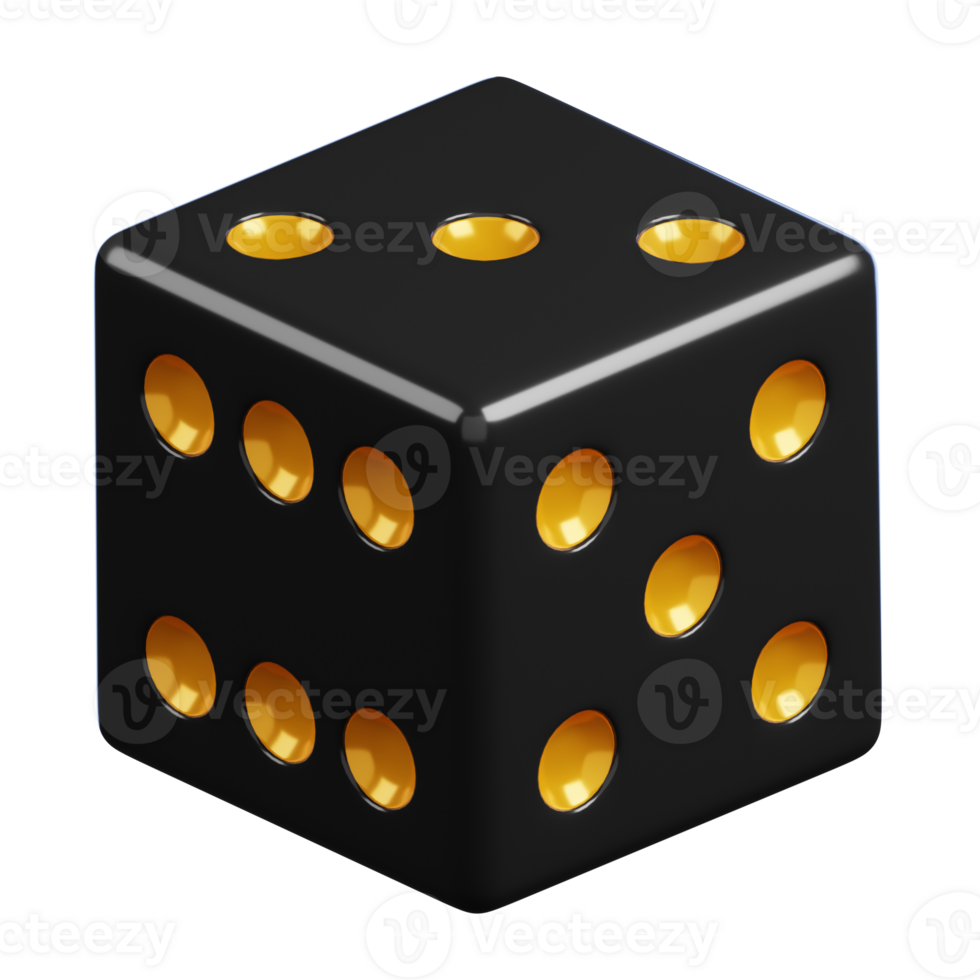 Dice cube isolated on white background. Casino and gambling icon. 3D illustration png