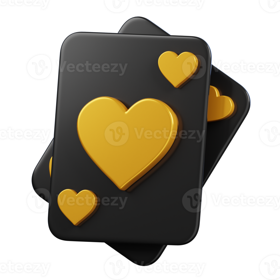Playing cards hearts isolated. Casino and gambling icon. 3D illustration png
