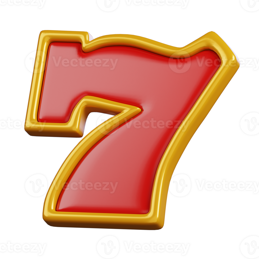 Lucky number seven isolated. 3D illustration png