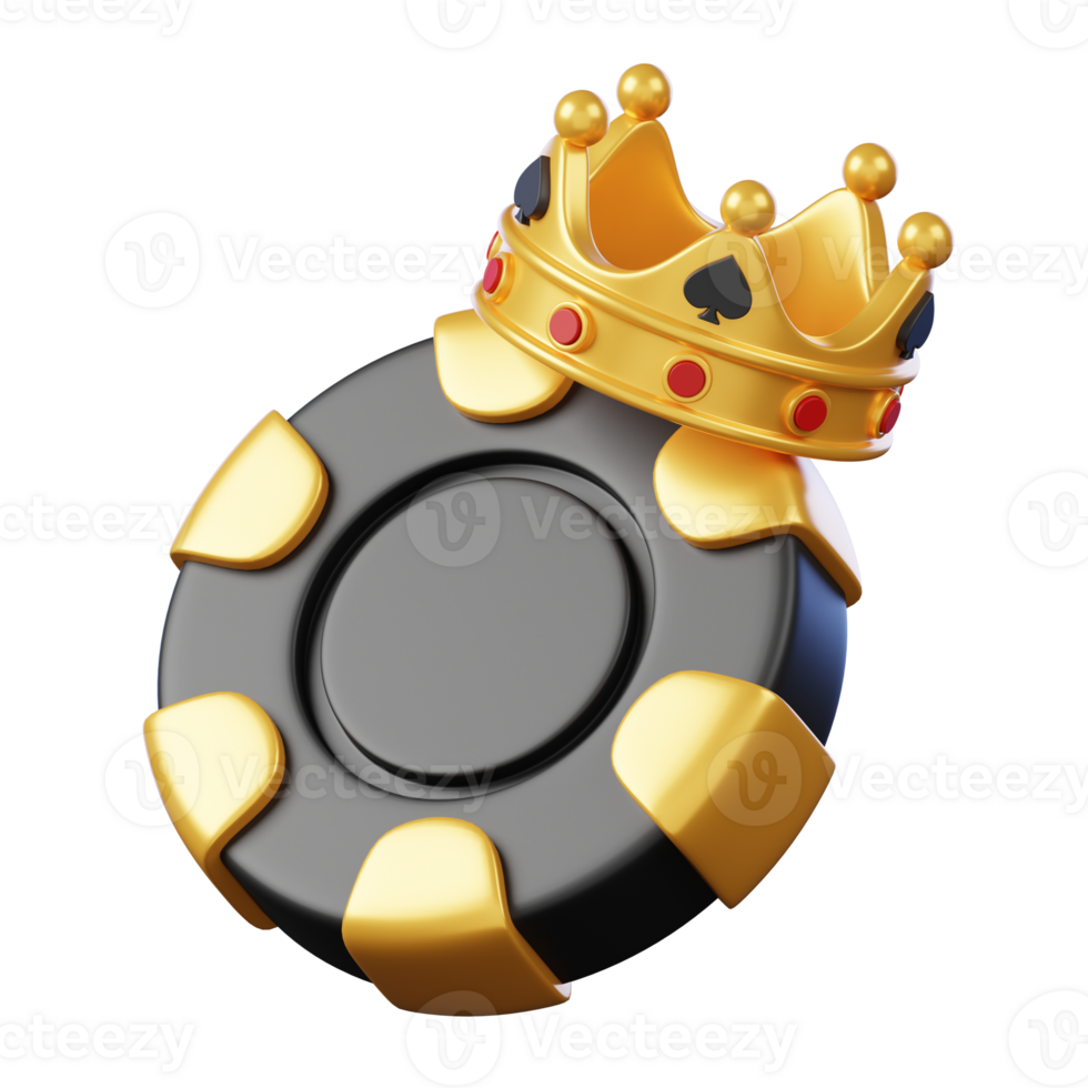 Casino chip with crown isolated. Casino and gambling icon. 3D illustration png