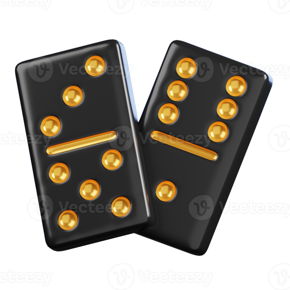 Dominoes isolated on black background. Casino and gambling icon. 3D illustration png