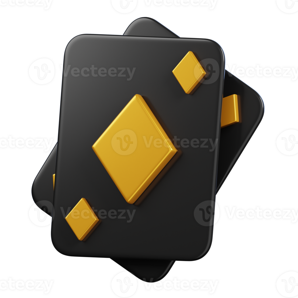 Playing cards diamonds isolated. Casino and gambling icon. 3D illustration png