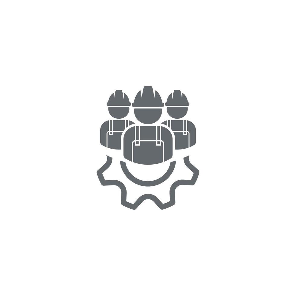 illustration of a team of machine project workers. vector