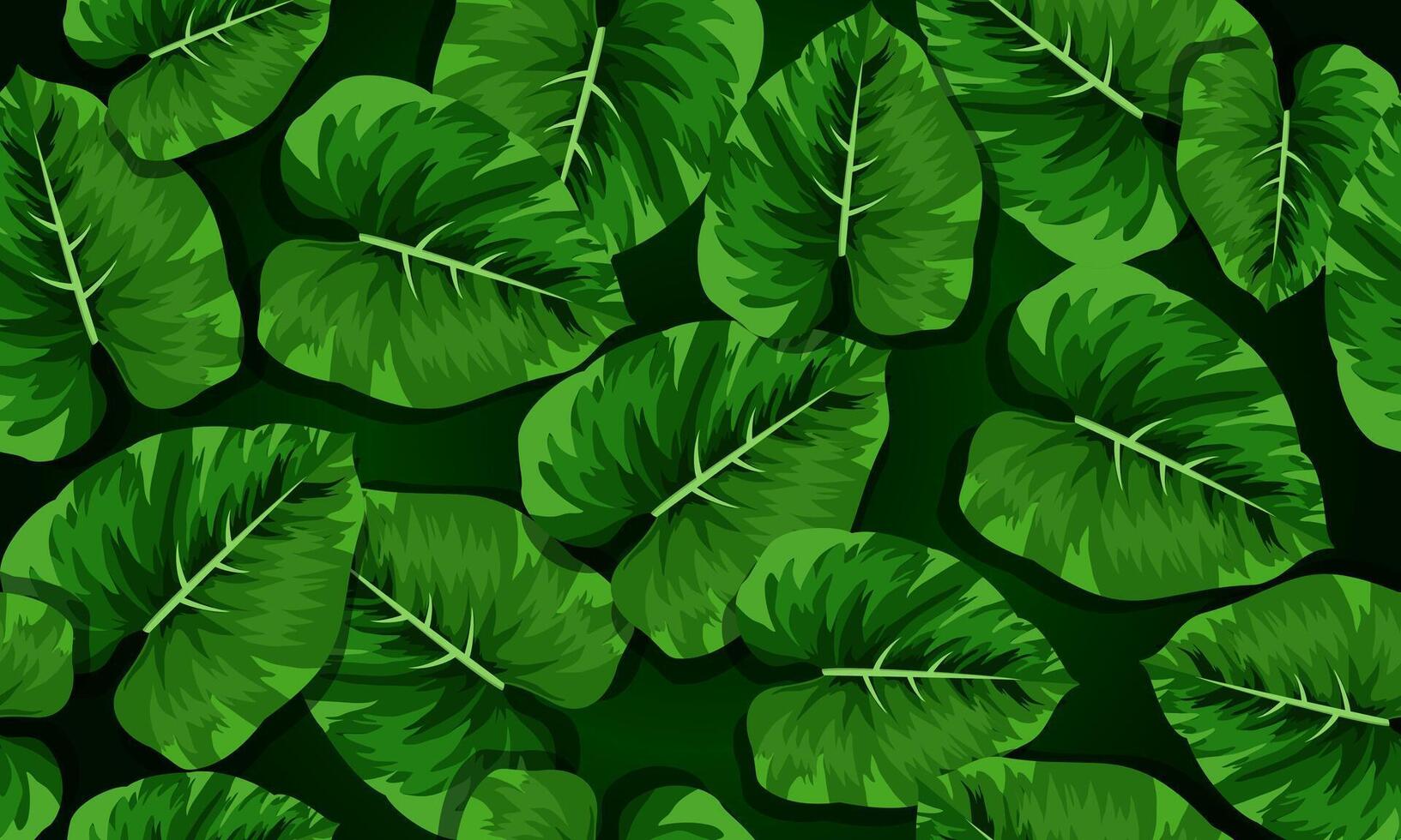 Tropical palm leaves, jungle leaf seamless floral pattern dark green background. artistic wallpaper. vector