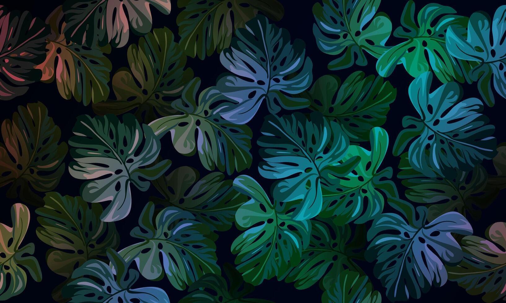 abstract colorful leaves texture, jungle leaf seamless floral pattern background. nature dark green. vector