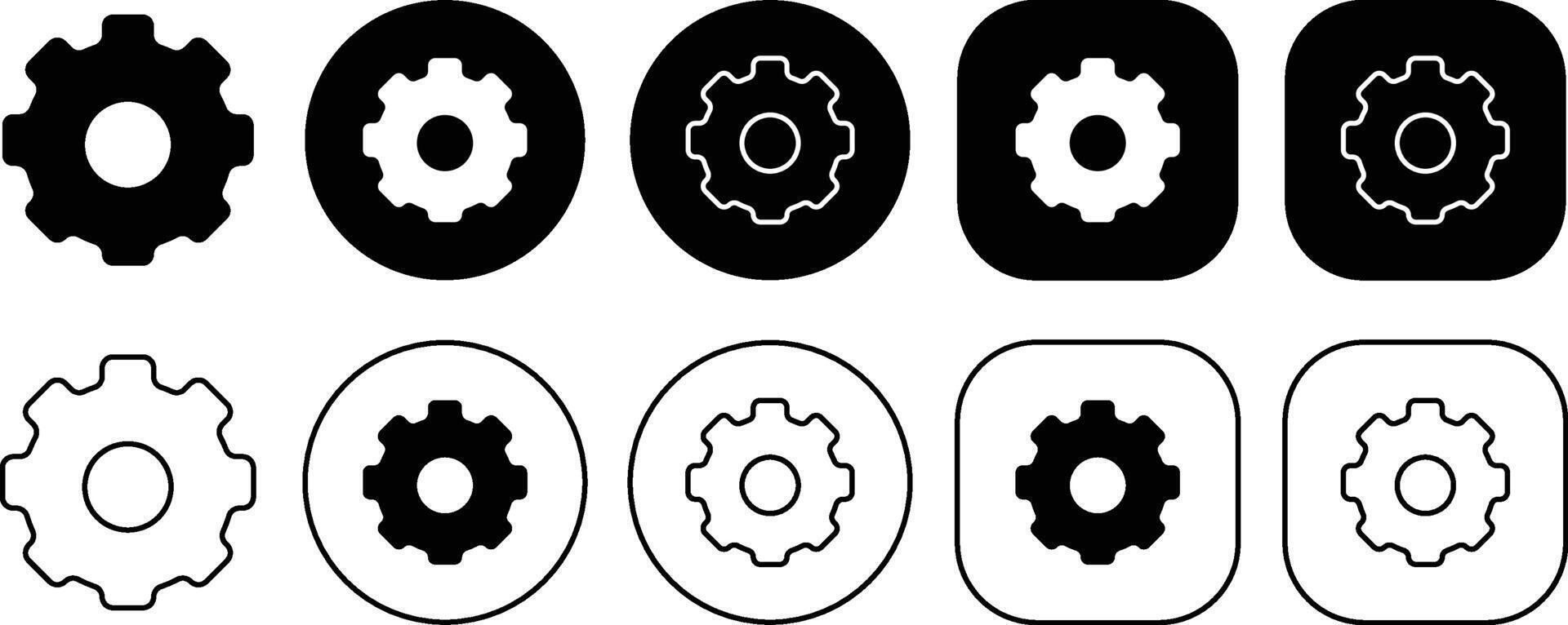 Black Setting Solid and Outline Icon vector
