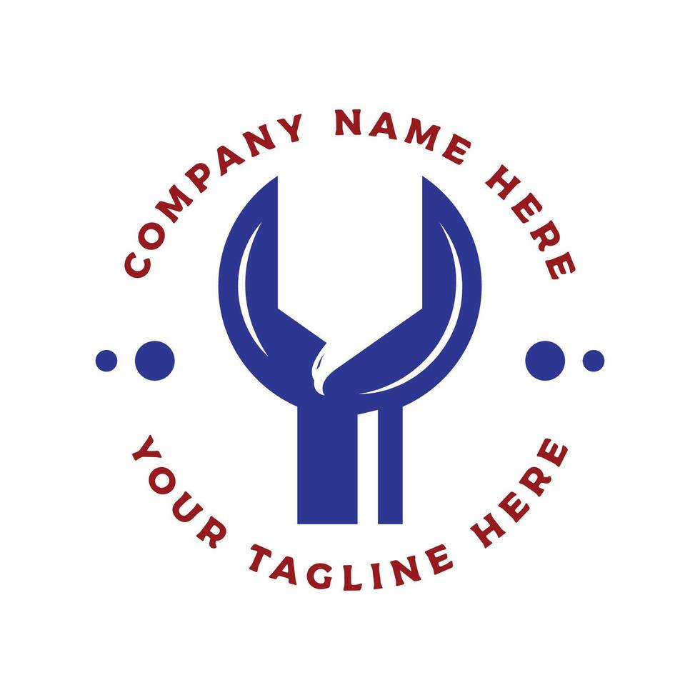 Simple Modern Eagle Hawk Falcon Wrench for Custom Auto Garage Icon Symbol Illustration vector