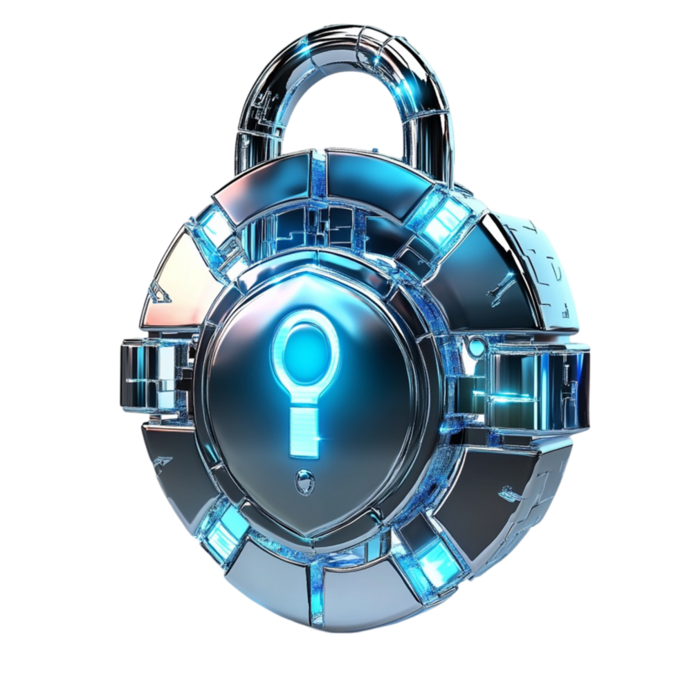 Futuristic Lock with Glowing Keyhole AI-Generative png