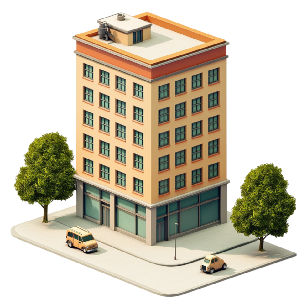 Classic Brick Apartment Building AI-Generative png