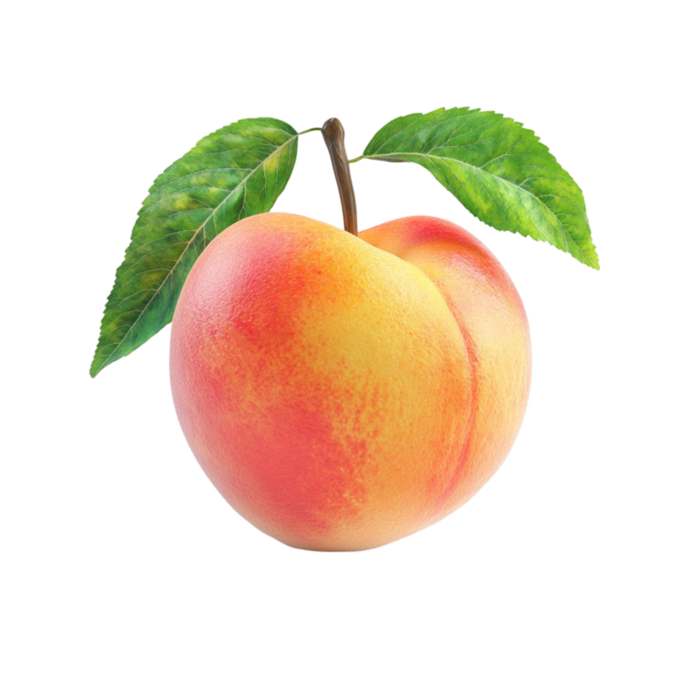 Peach Fruit with Green Leaves AI-Generative png