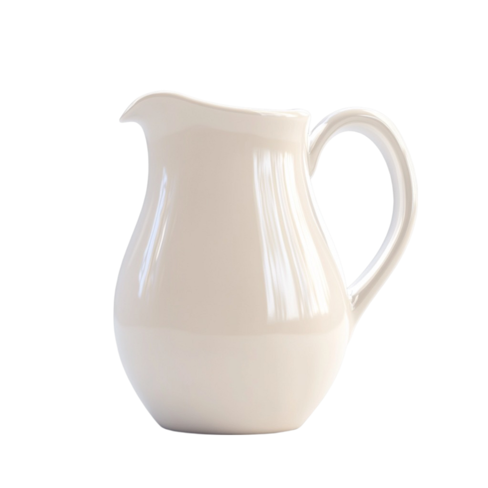 White Ceramic Pitcher on Transparent Background AI-Generative png