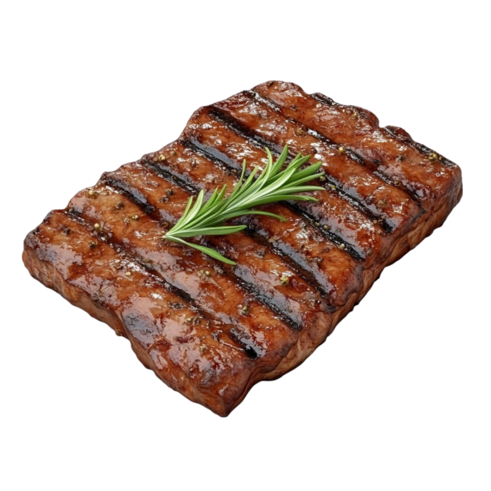 Grilled Steak with Rosemary Sprig on Top AI-Generative png