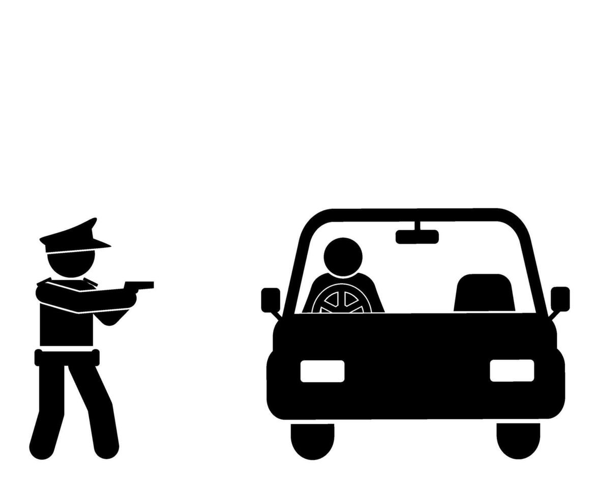 illustration of police stopping a car driver vector