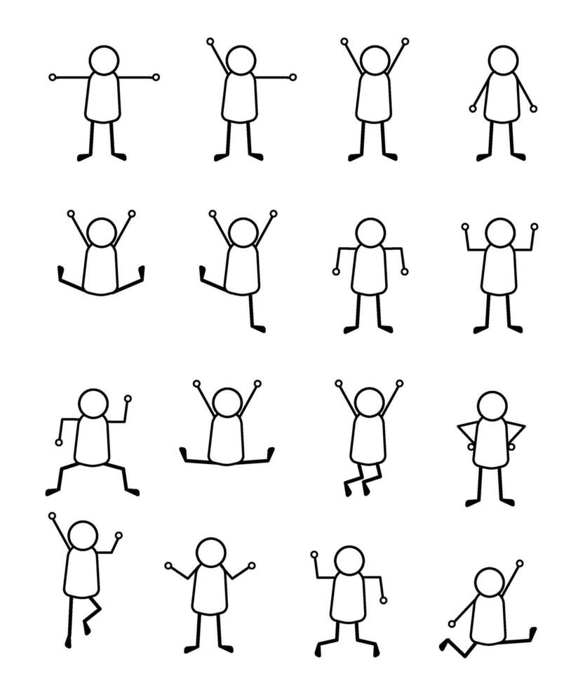 stickman set, pictogram, stick figure vector