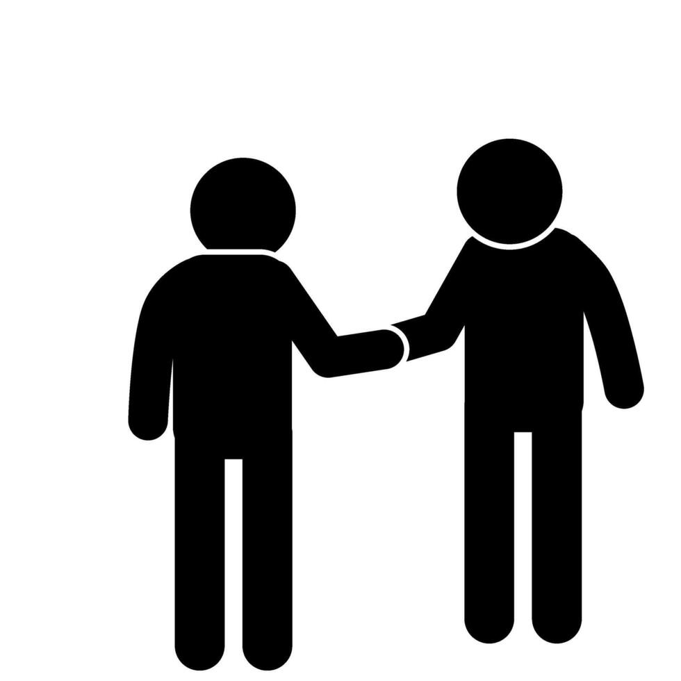 illustration of flat stick figure characters shaking hands vector