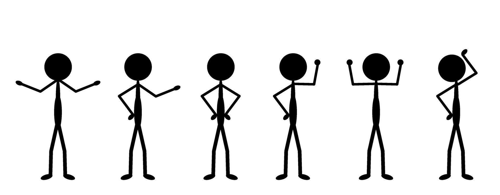 stickman set, pictogram, stick figure, flat character vector