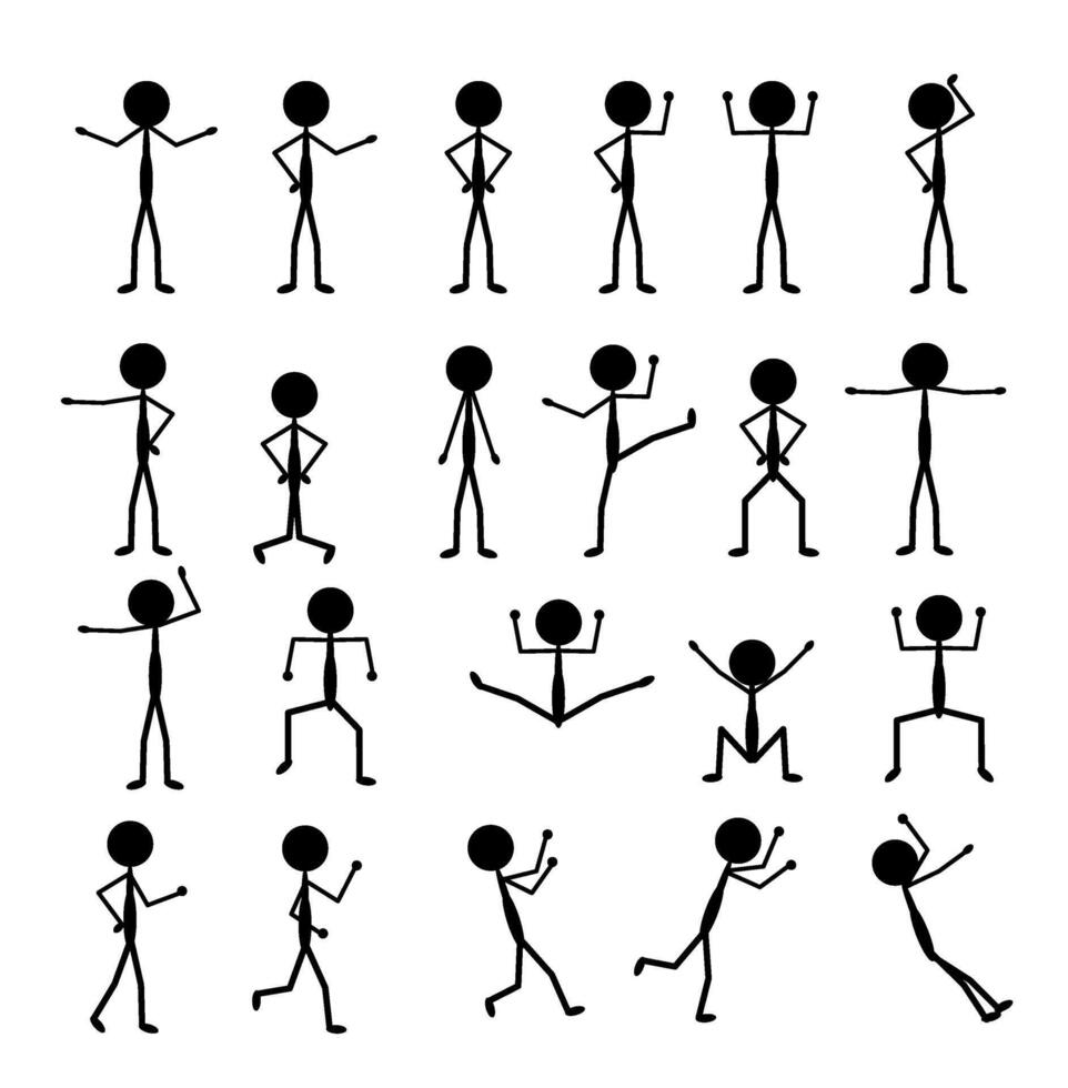 stickman set, pictogram, stick figure, flat character vector