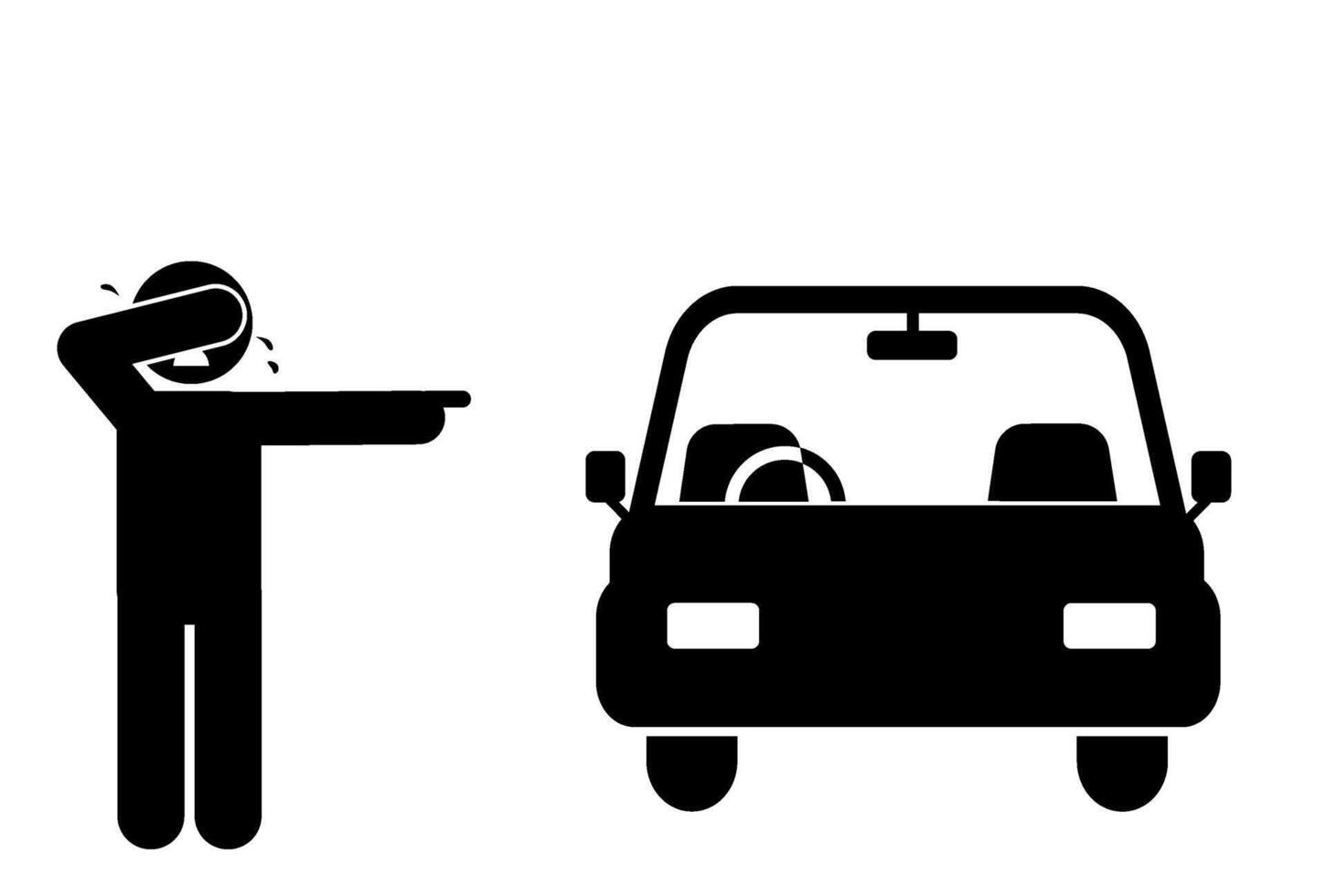 illustration of an angry person because the car is broken down and has run out of fuel vector