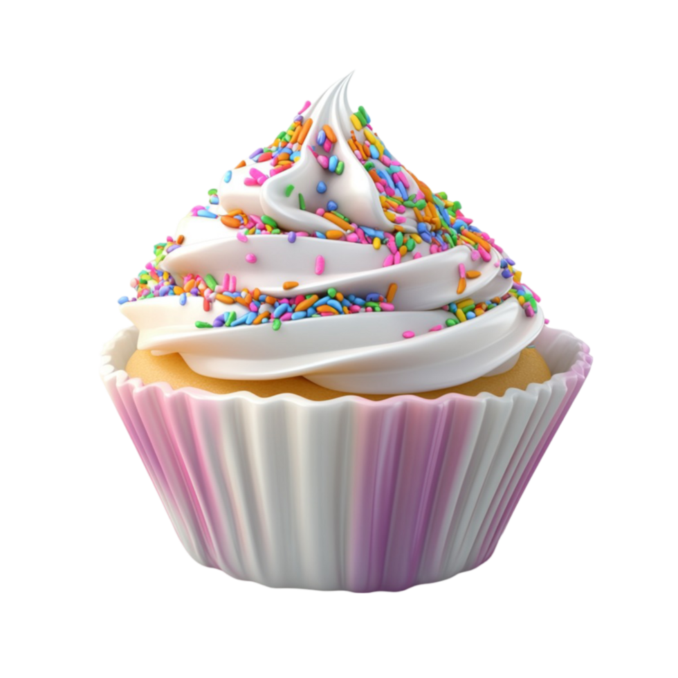 Decorated Cupcake with Colourful Sprinkles AI-Generative png
