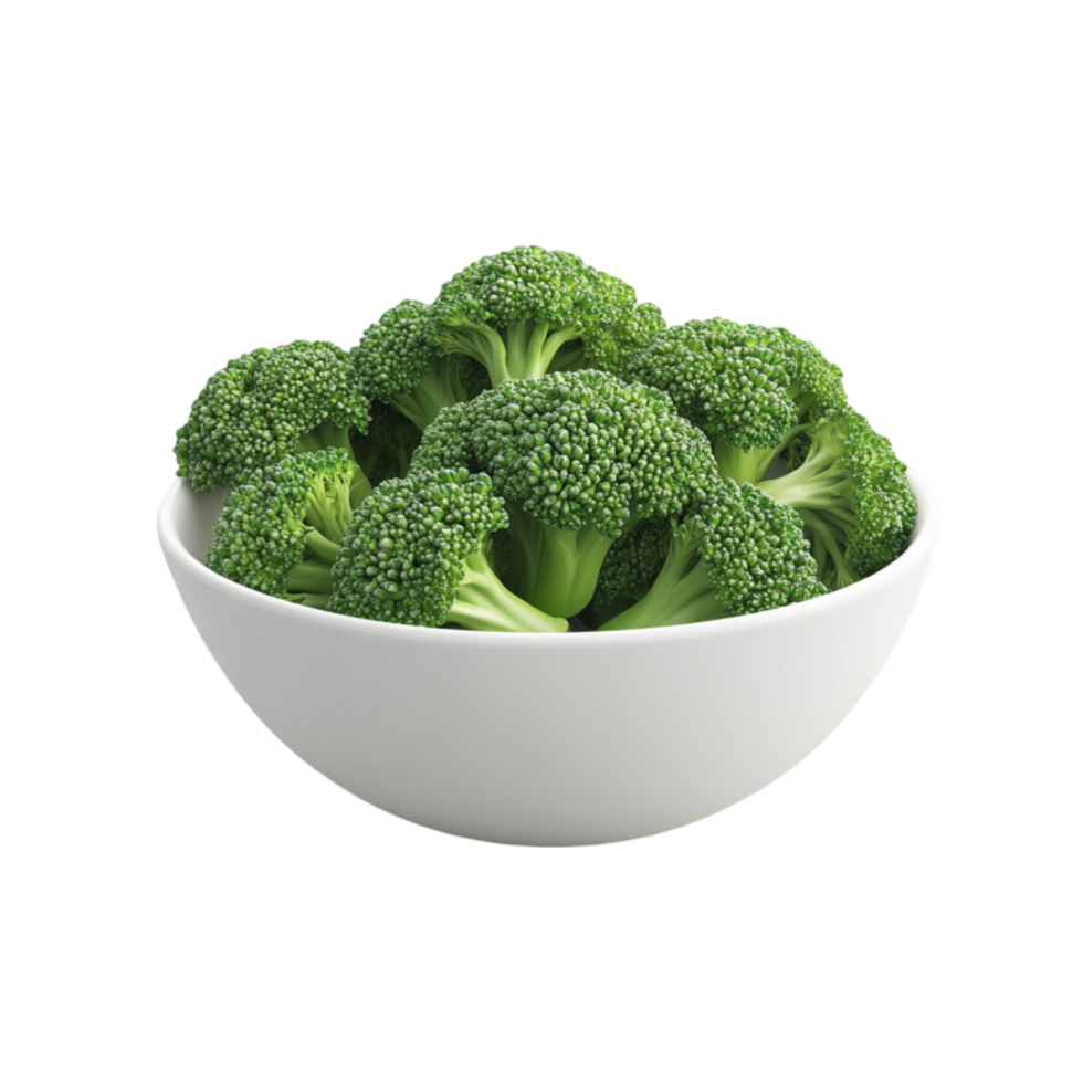 Broccoli in White Bowl AI-Generative png