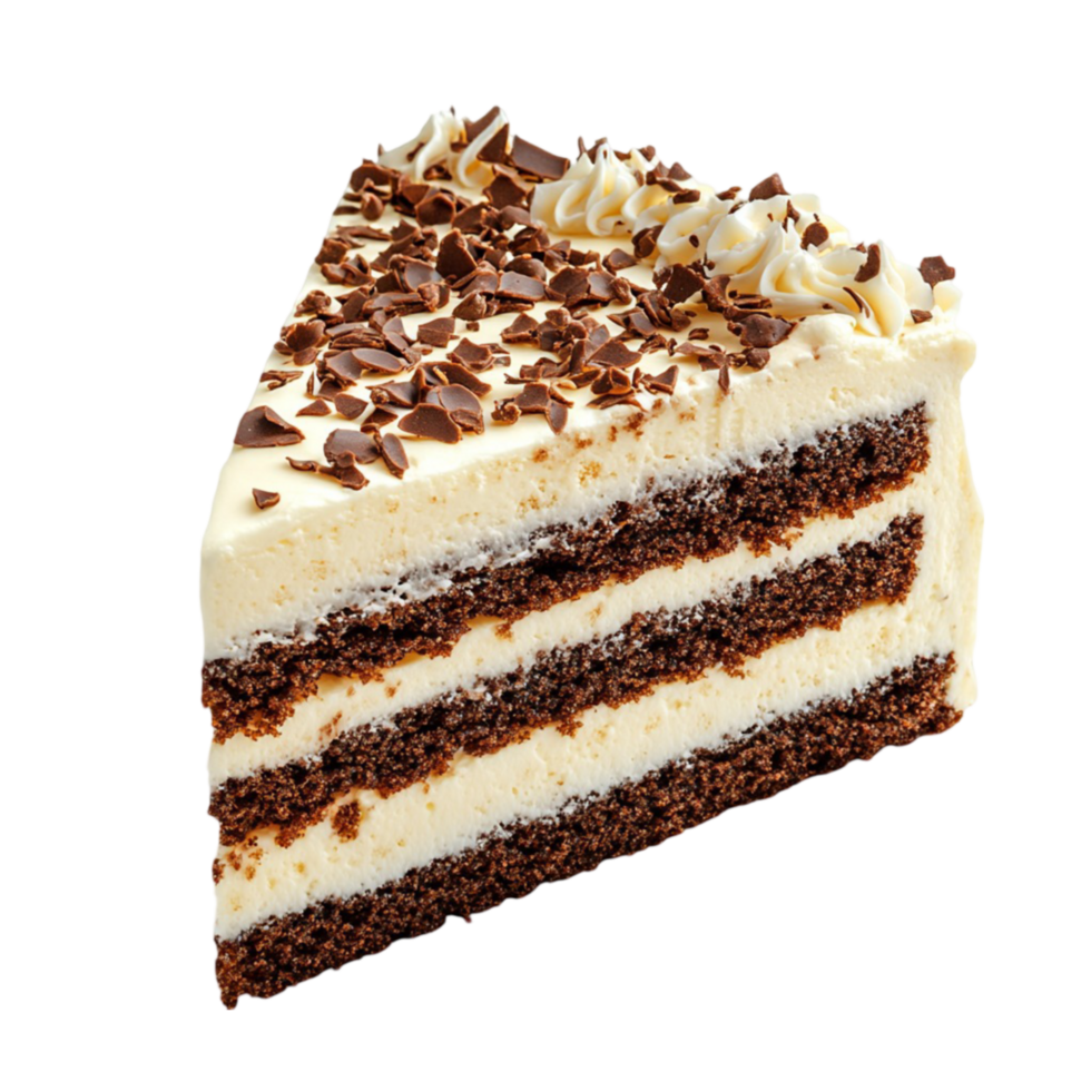 AI-Generativea slice of cake with chocolate and cream png