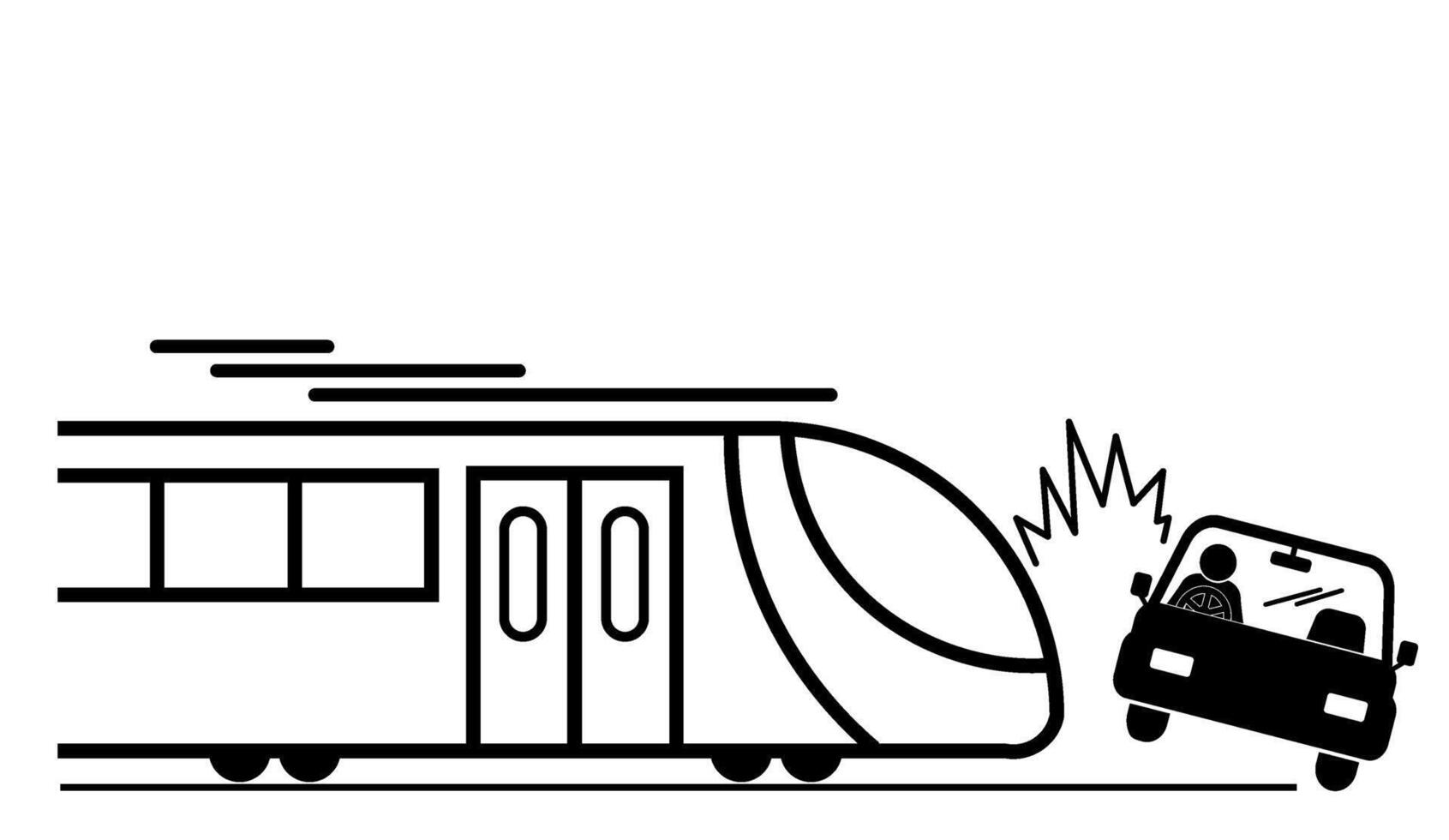 ILLUSTRATION OF THE ICON OF AN ELECTRIC TRAIN CRASHING A CAR vector