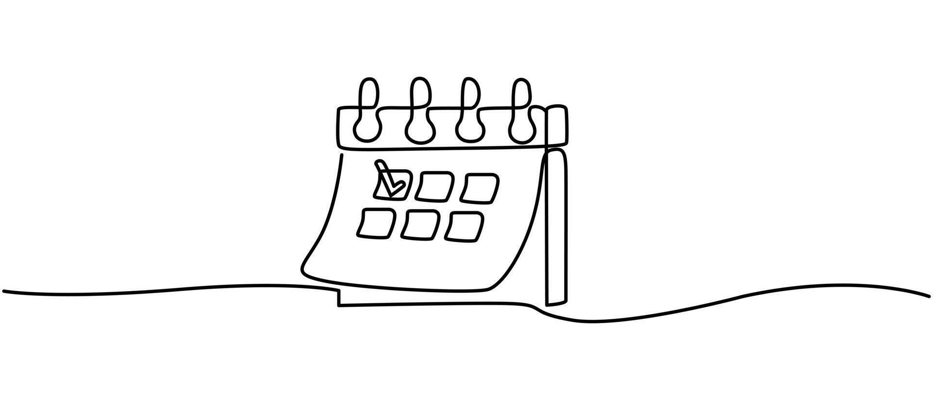 Calendar continuous one line drawing pro illustration vector