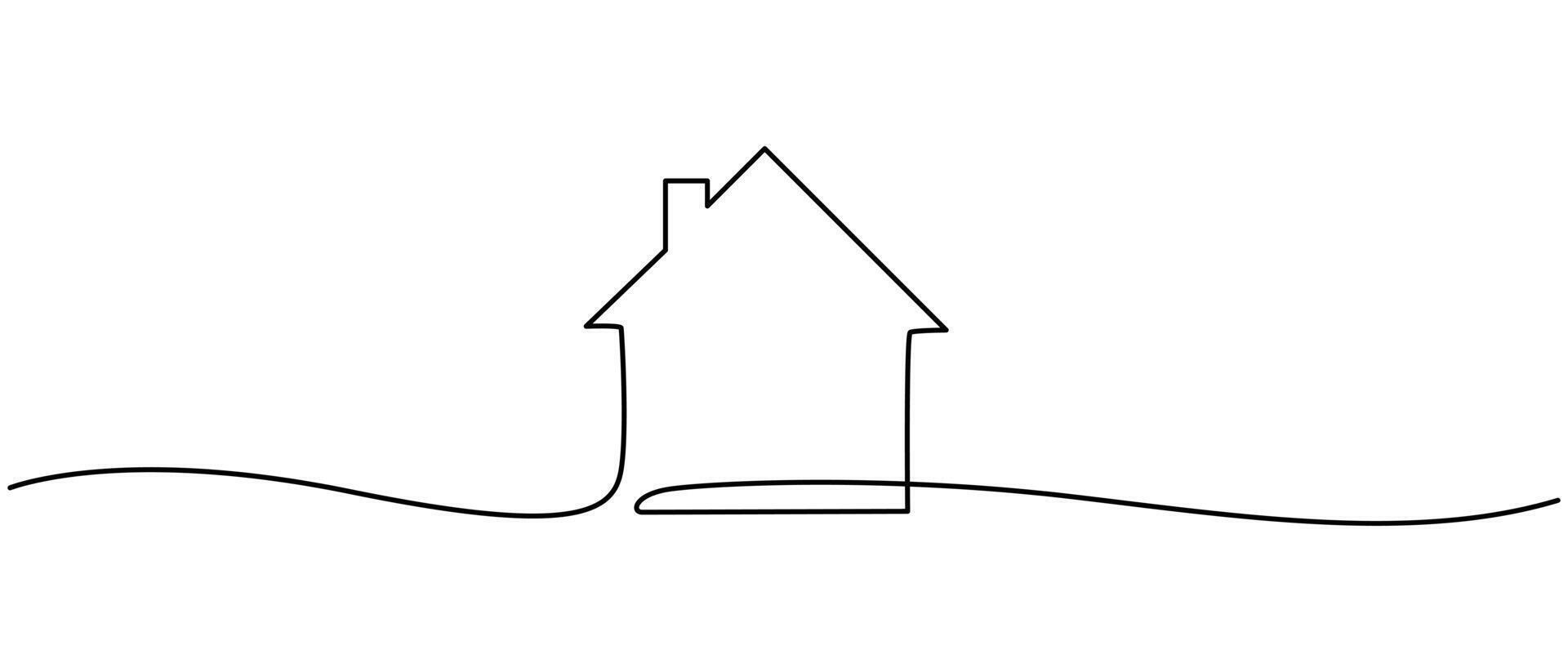 Continuous Thin Line Home Icon, illustration for the web design vector