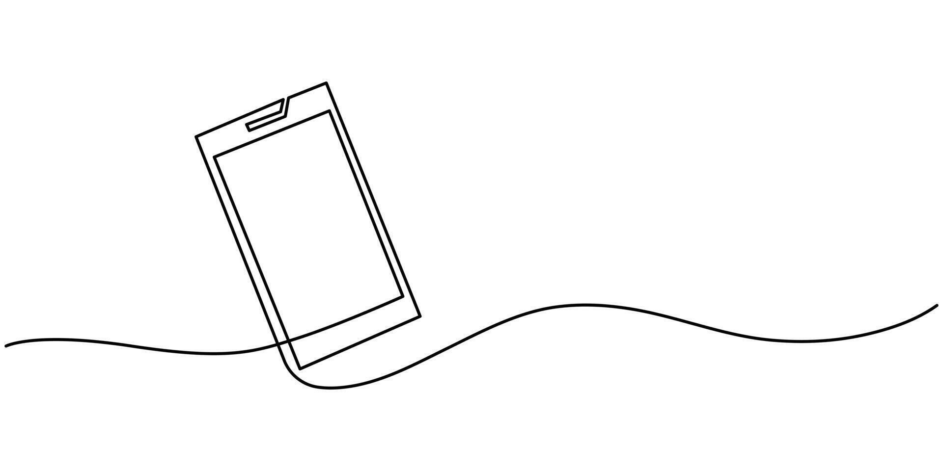 Phone line background One line drawing background, Continuous line drawing of smartphone vector