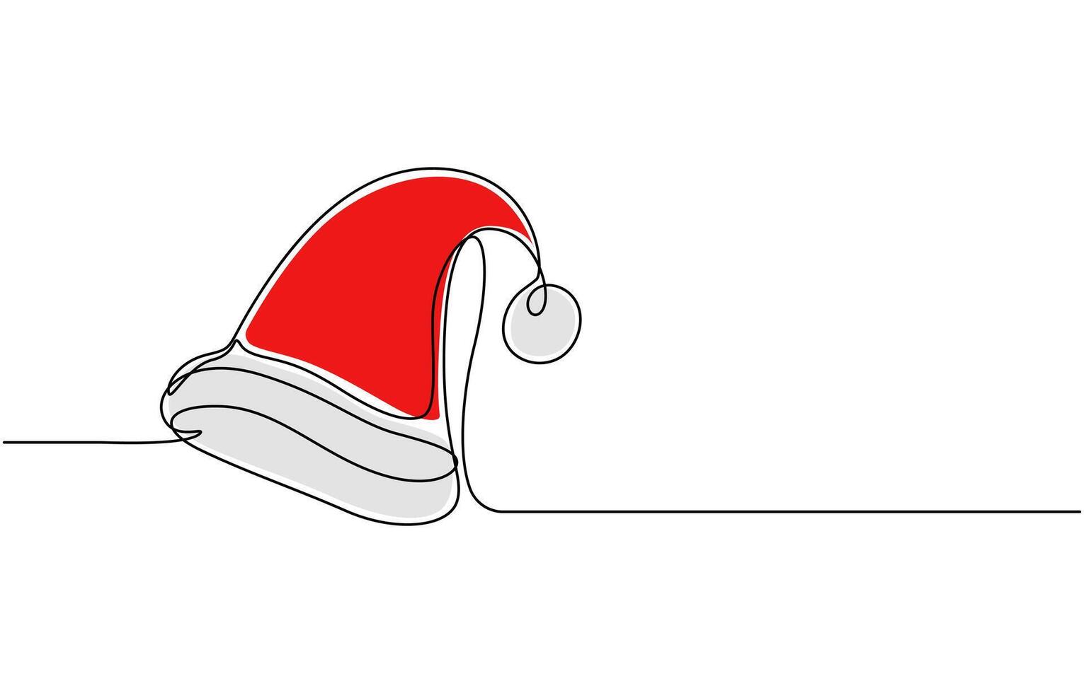 Continuous line drawing of cap of santa, Christmas hat one line icon, One line drawing background vector