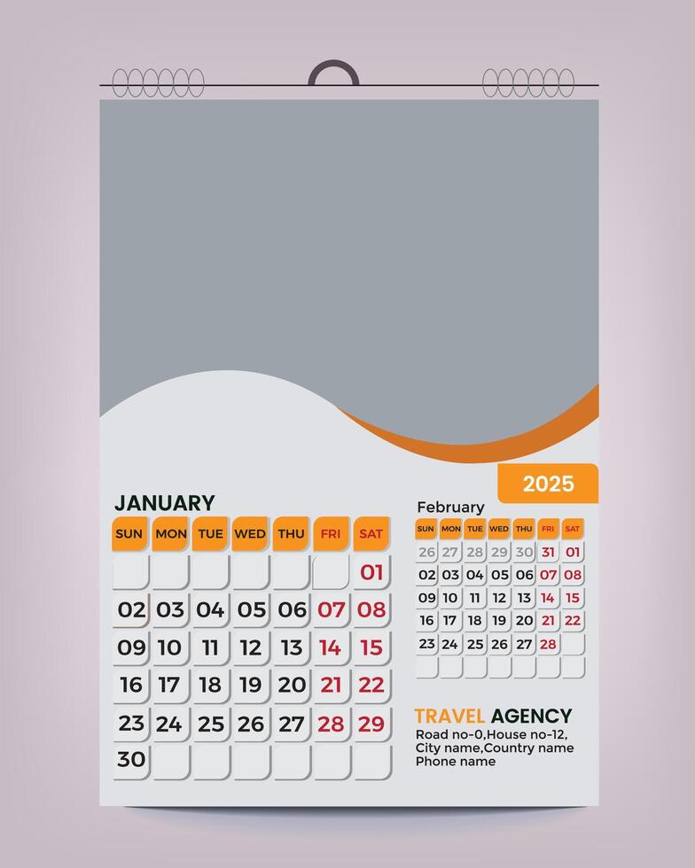 New wall modern calendar design 2025 vector