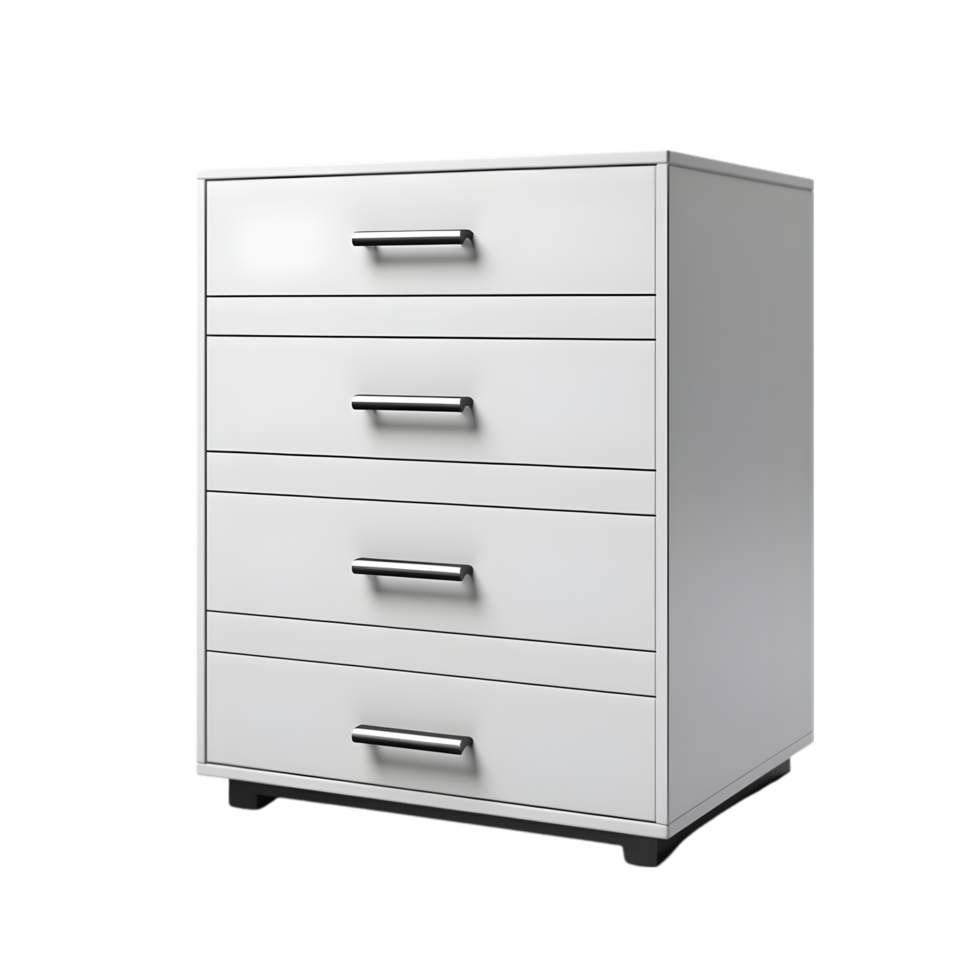 3d rendering of a white chest of drawers on transparent background png
