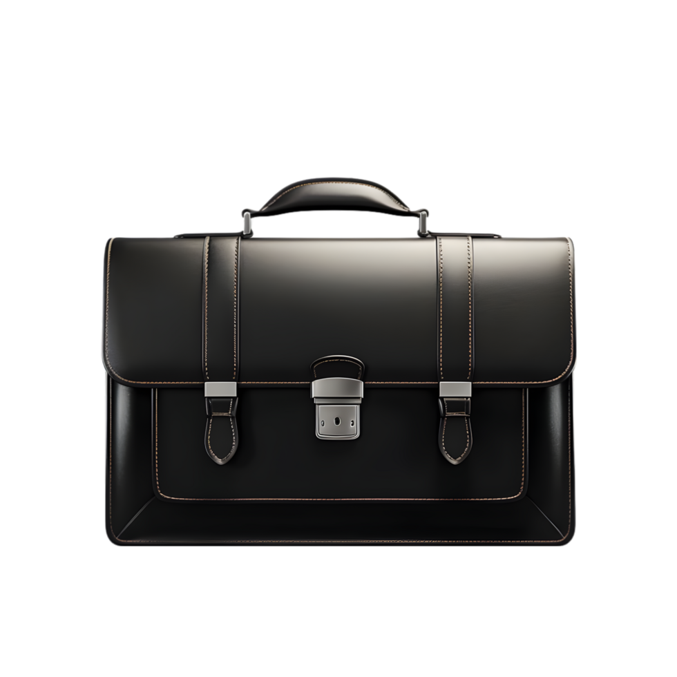 Black leather briefcase on transparent background png