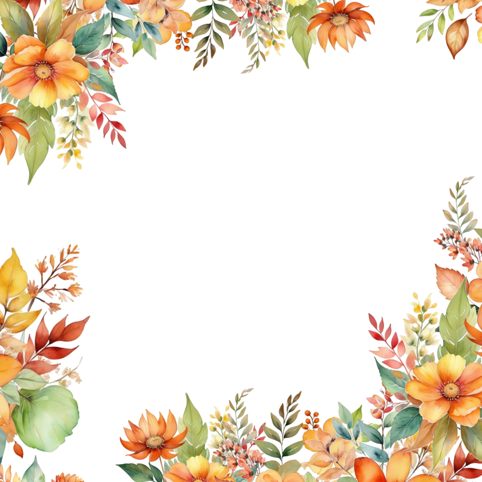 Autumn leaves branch frame background png