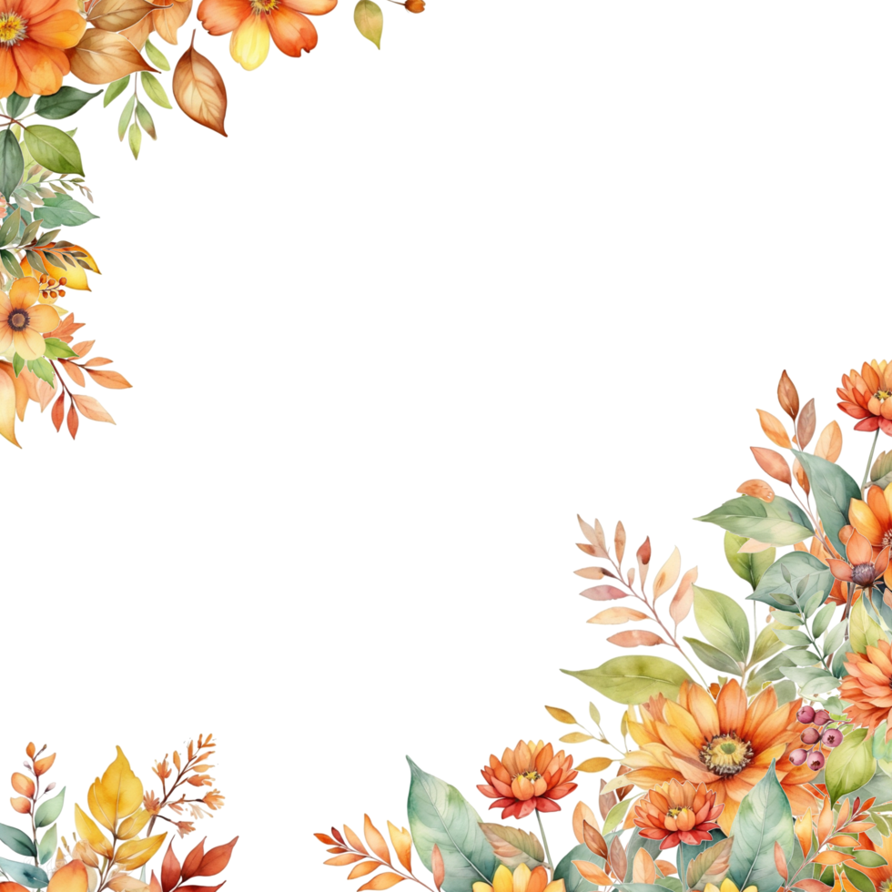 Floral frame autumn leaves png