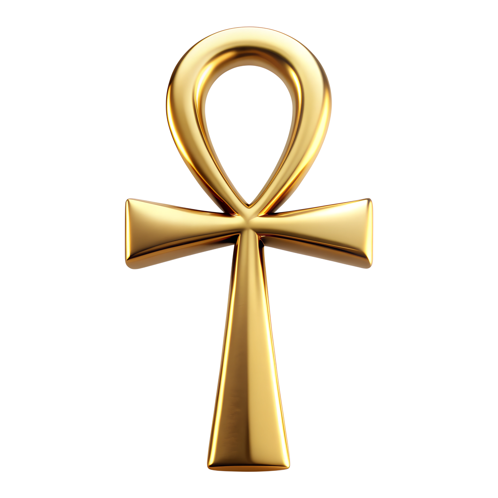 ankh ancient Egyptian symbol made of gold isolated on transparent 