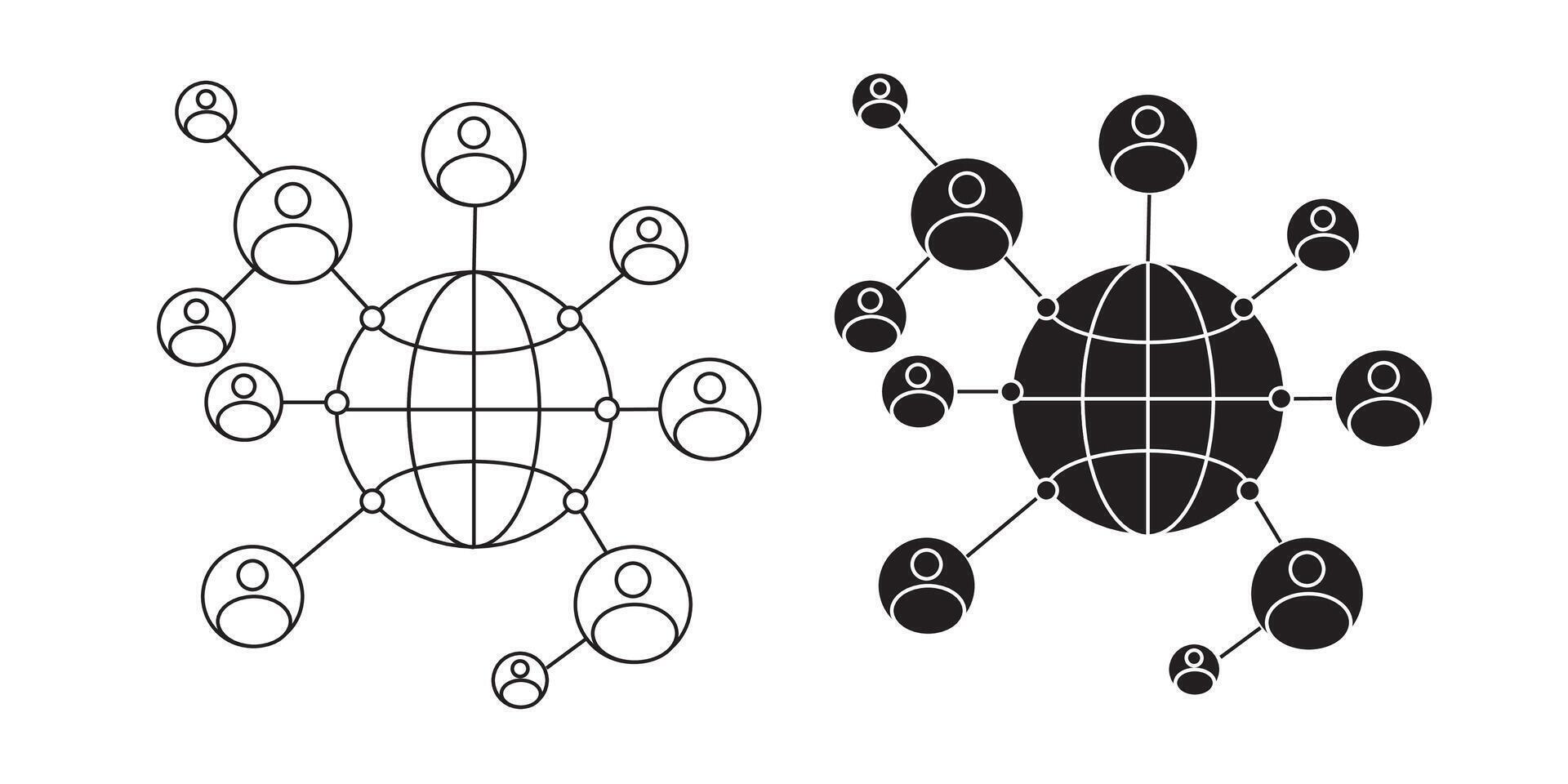 Networks. Business Connections. Social Media. linear icon on a white background. vector