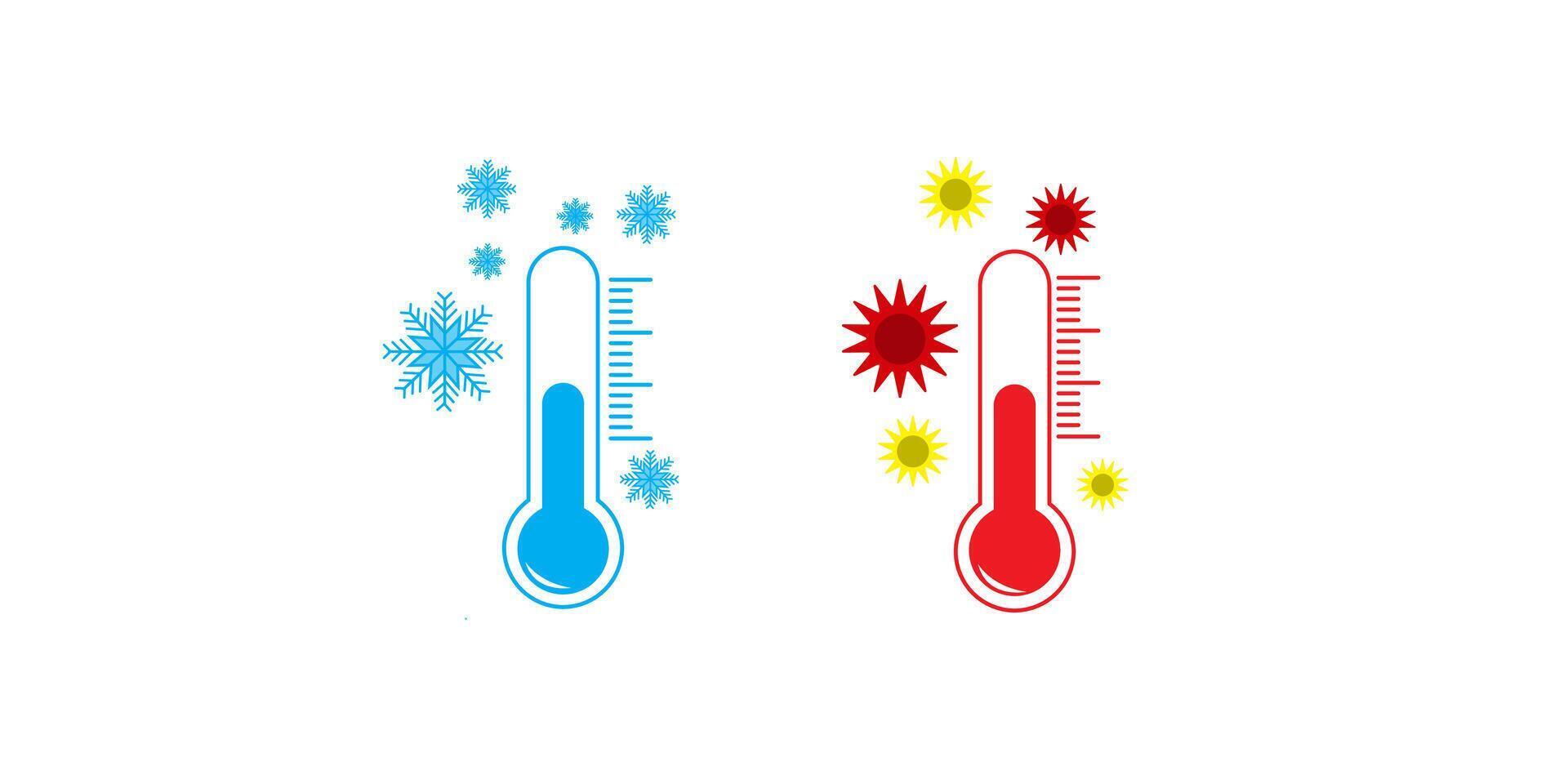 Thermometer hot cold temperature icon set vector