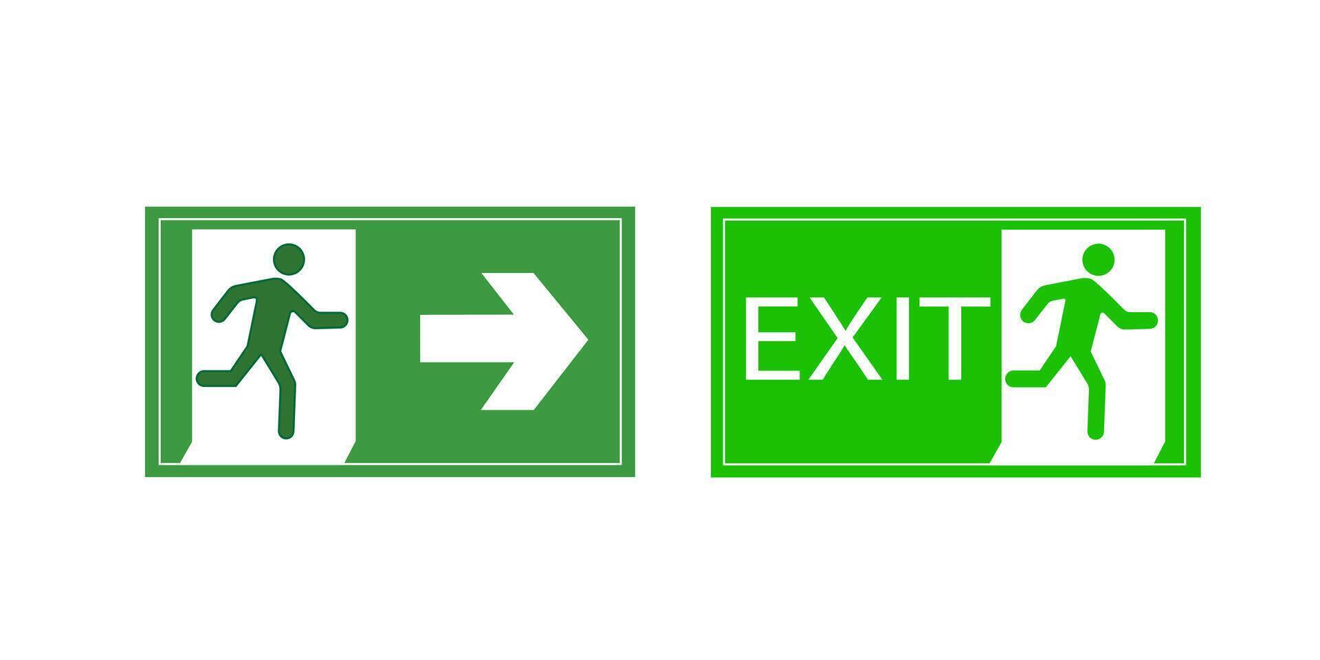 Green emergency exit sign, Fire sign illustration. vector