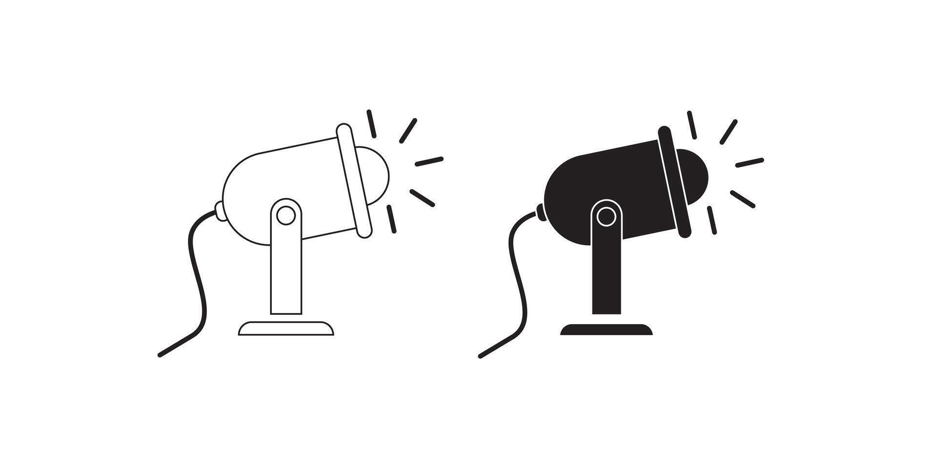 Spotlight line icon on white background. Editable stroke. vector