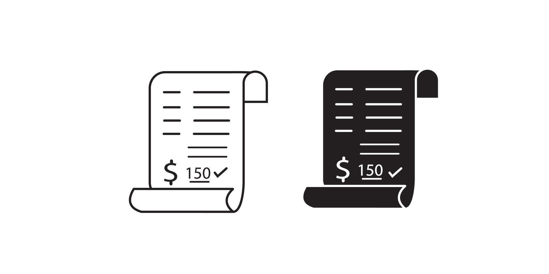 cashier receipt icon, receipt bill, thin line symbol for web and mobile phone on white background vector