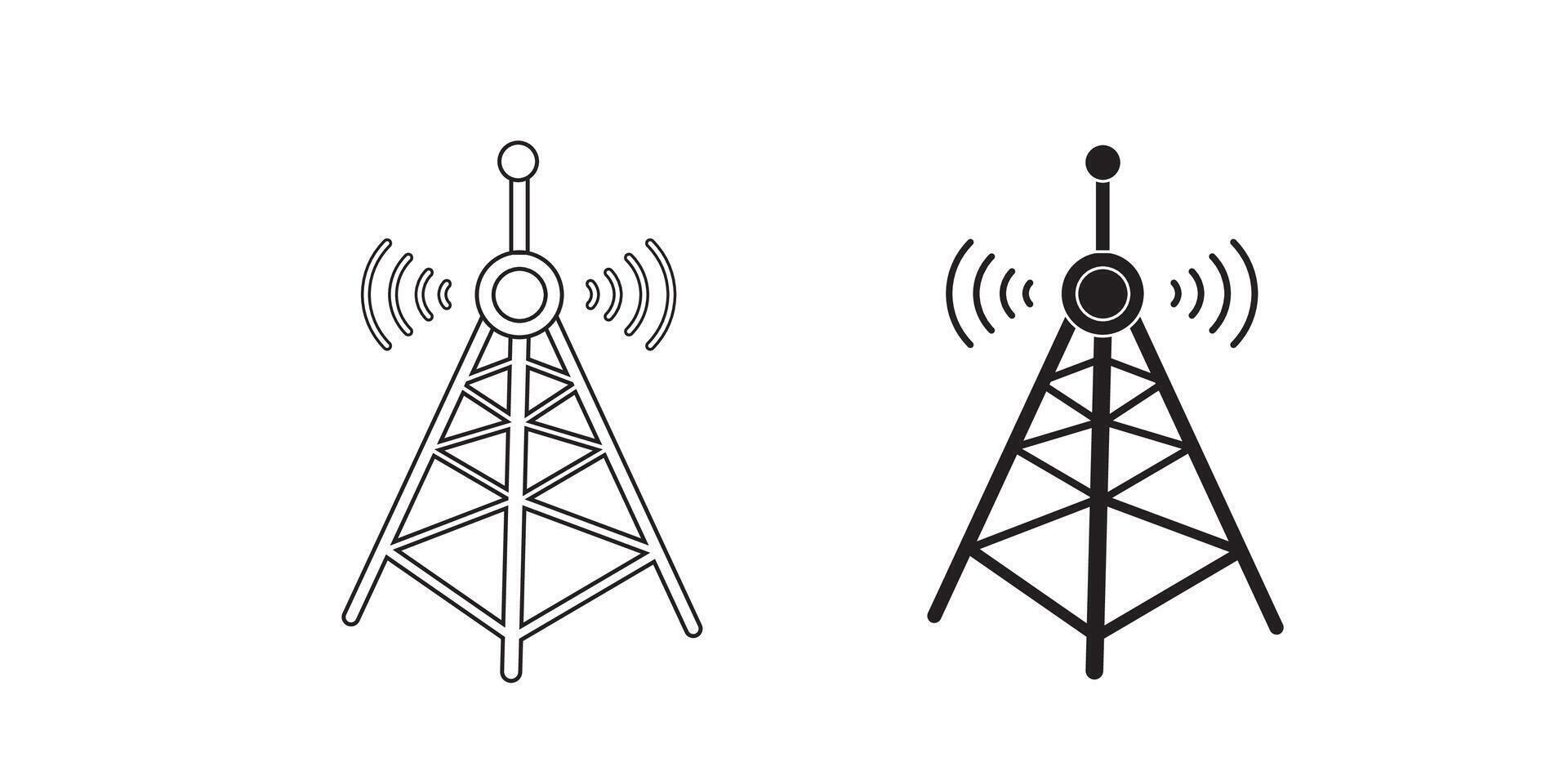 Antenna tower icon collection. Wireless radio signal symbol set. illustration. vector
