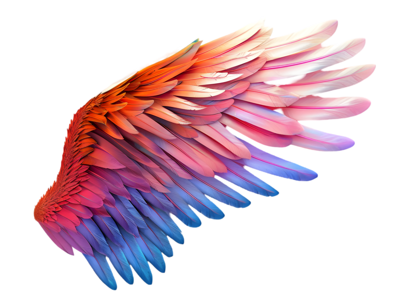 3d colorful bird wings set, png