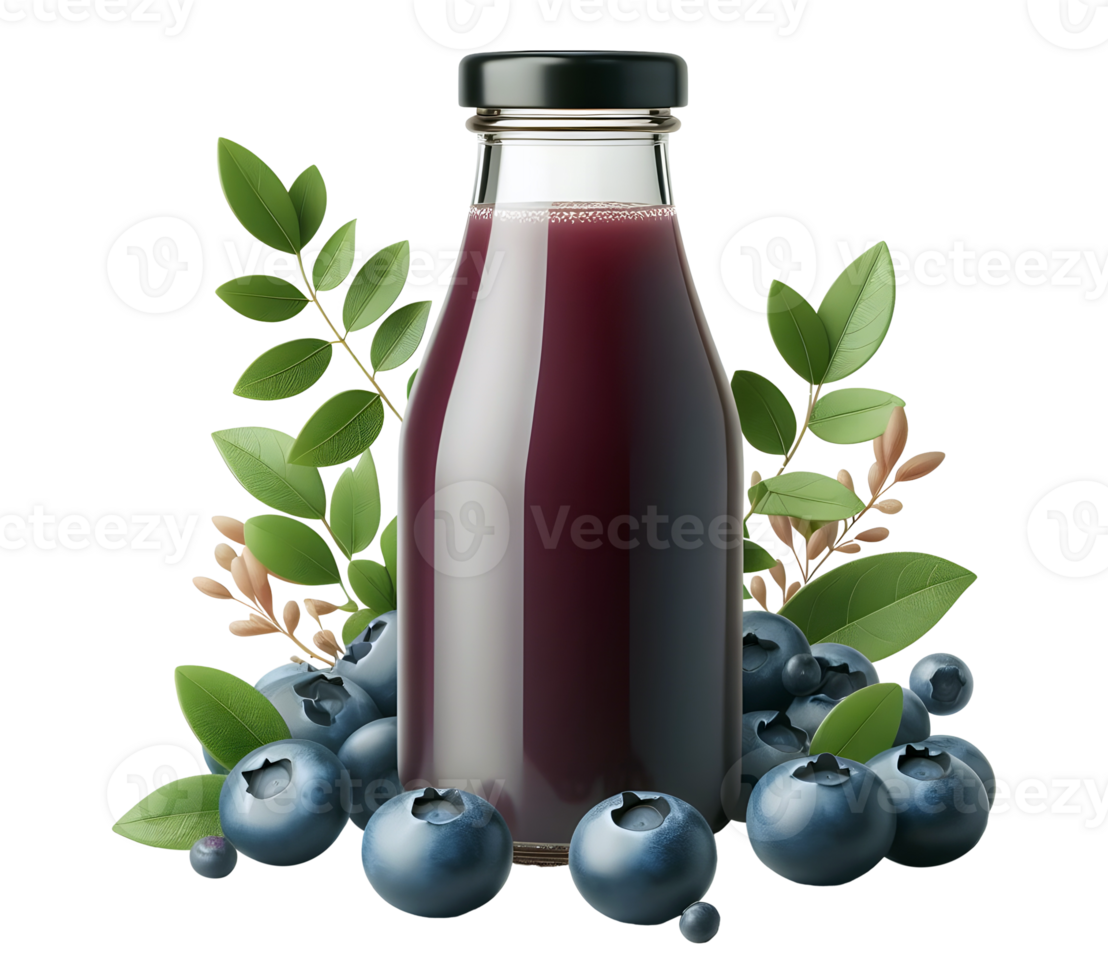 A bottle of blueberry juice aronia juice fresh blueberry juice transparent background png