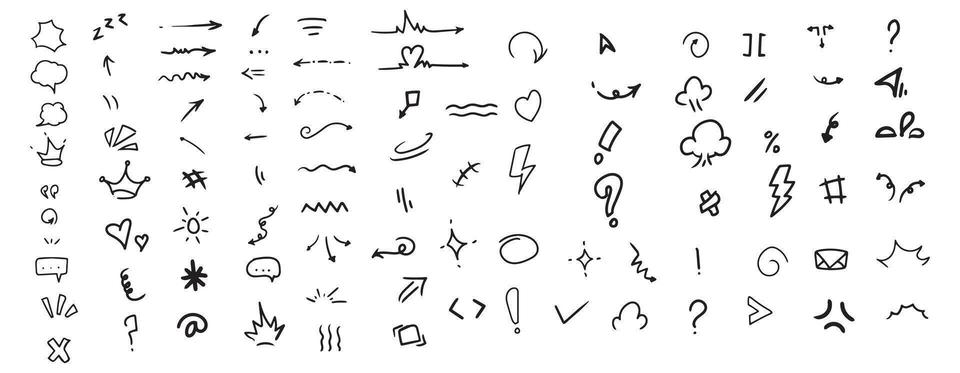 Icon set motion effect, hand drawing style illustration vector