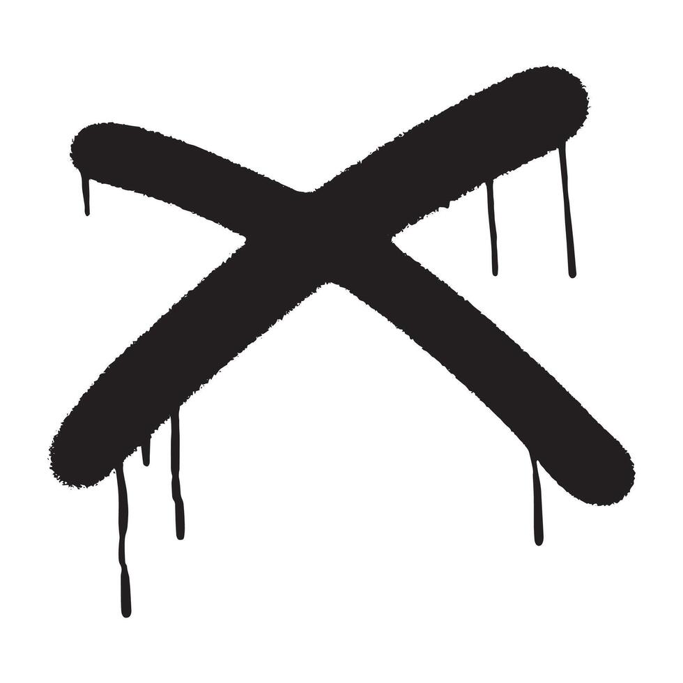 HAND DRAWN X SPRAY PAINTED DRIPING ISOLATED ON WHITE BACKGROUND vector