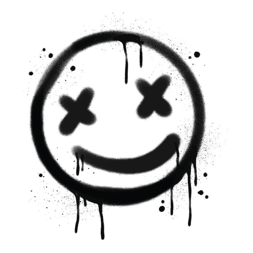 Smile face emoji. Graffiti spray painted. illustration vector