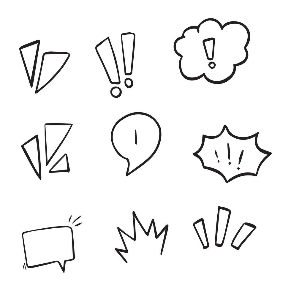 Icon set bubble chat effect, hand drawing style illustration vector