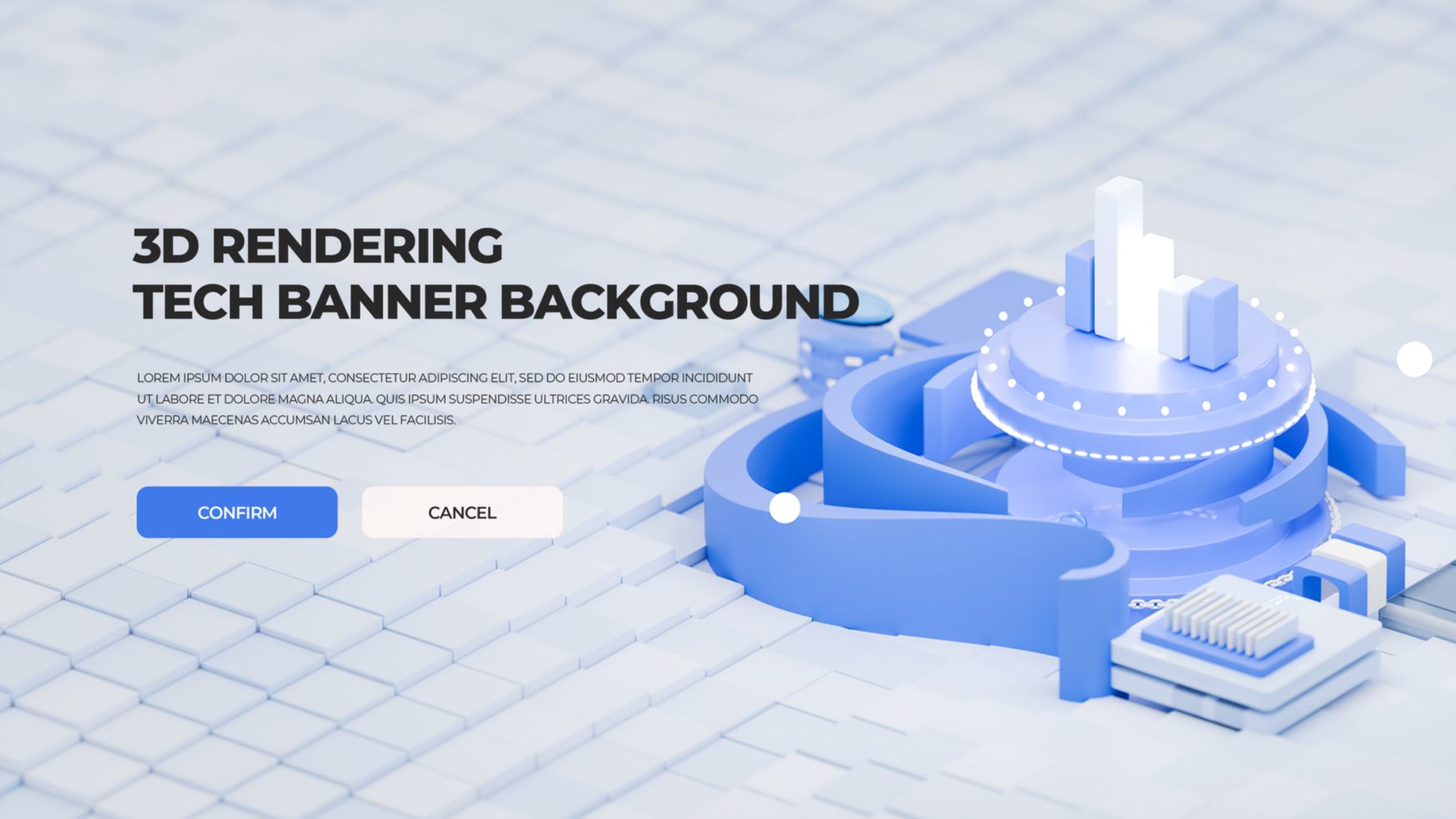 3D render tech banner psd